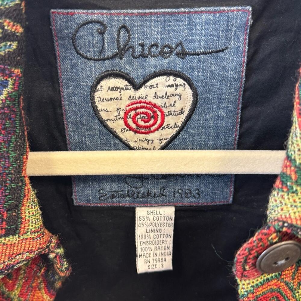 Chico’s Vintage Tapestry Sequin Patchwork Jacket Shaket Medium - Picture 9 of 13